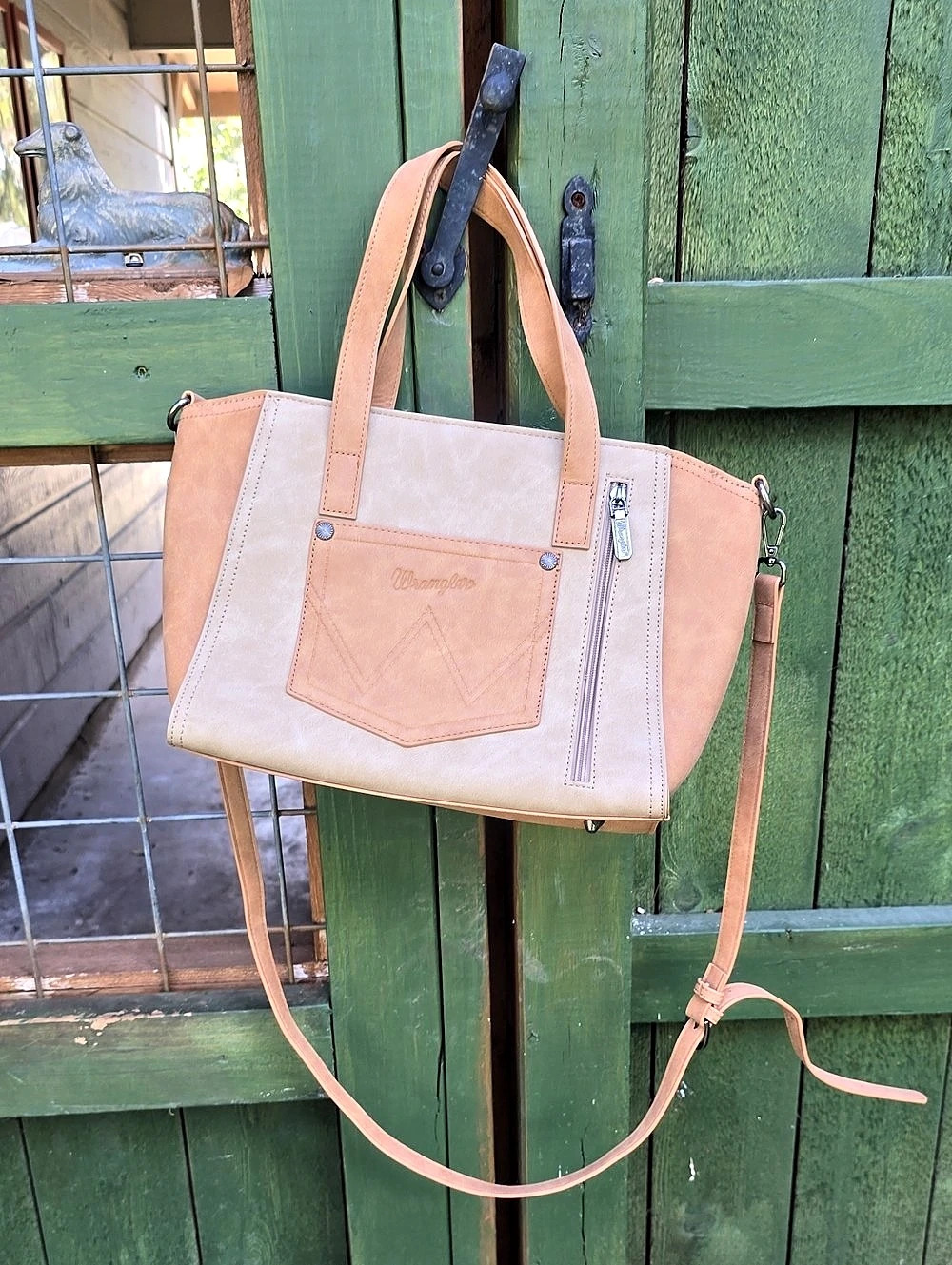 Wrangler "W" Stitch Two Tone Tote/Crossbody